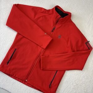 SCOTT Mens Full-Zip Jacket Medium Orange Fleece-Lined Hoodless Softshell Snow